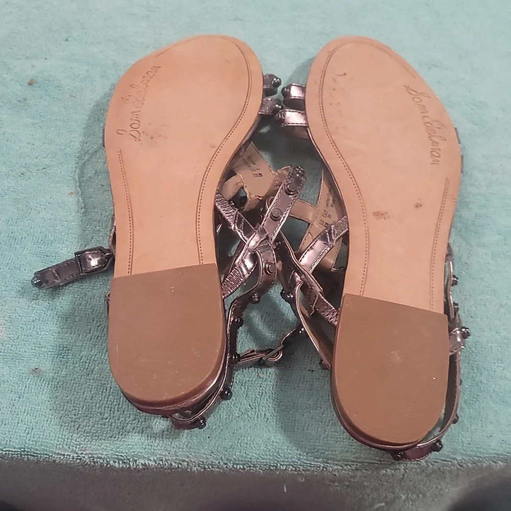 Sam Edelman Berkeley pewter studded gladiator flats open toe sandals 8 - Picture 9 of 9